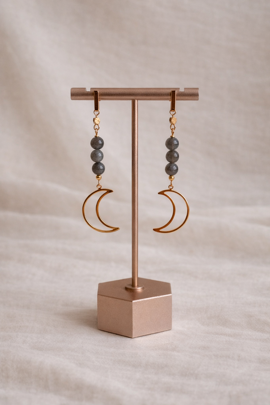 LABRADORITE MOON EARRINGS