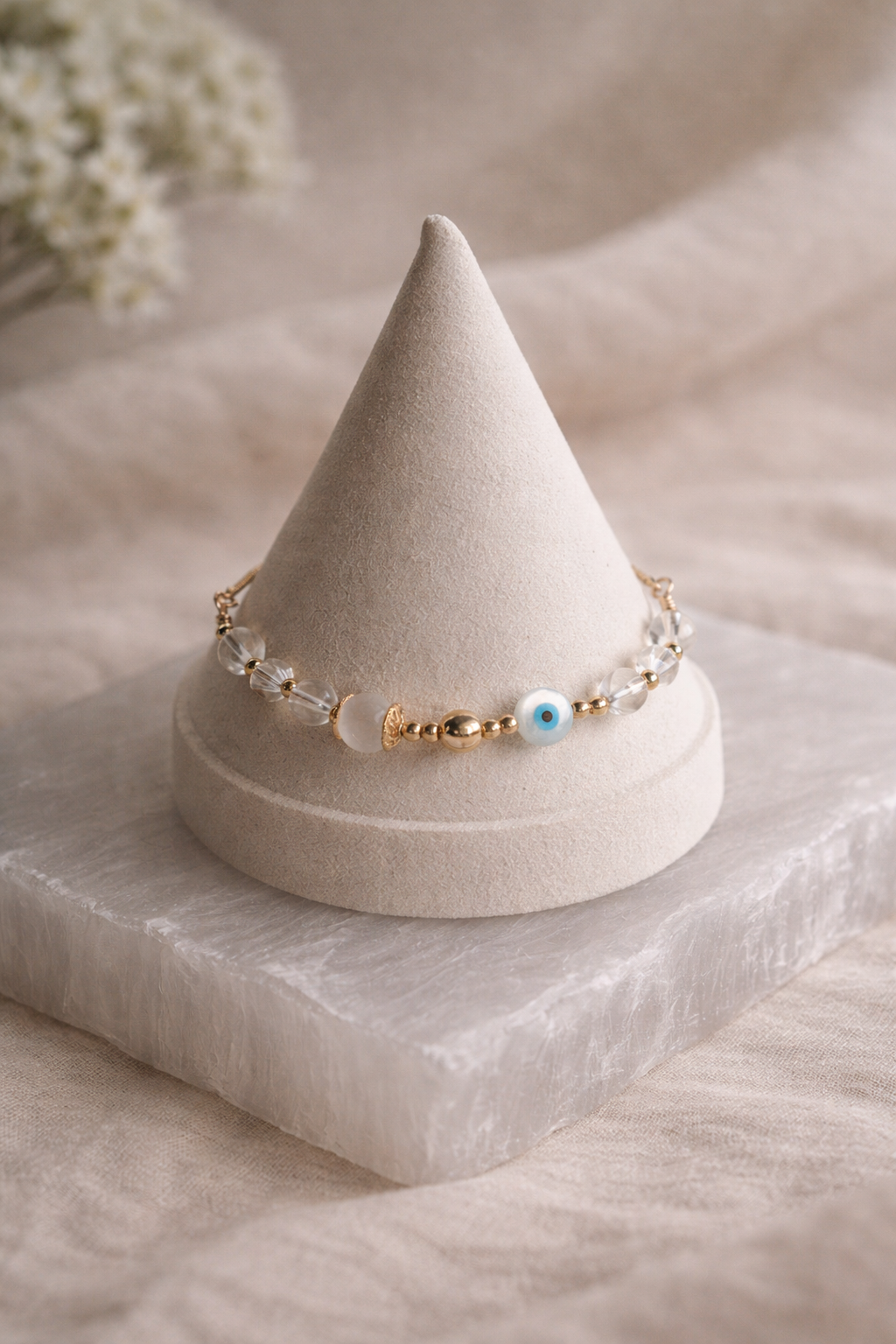 SELENITE ALL SEEING EYE BRACELET