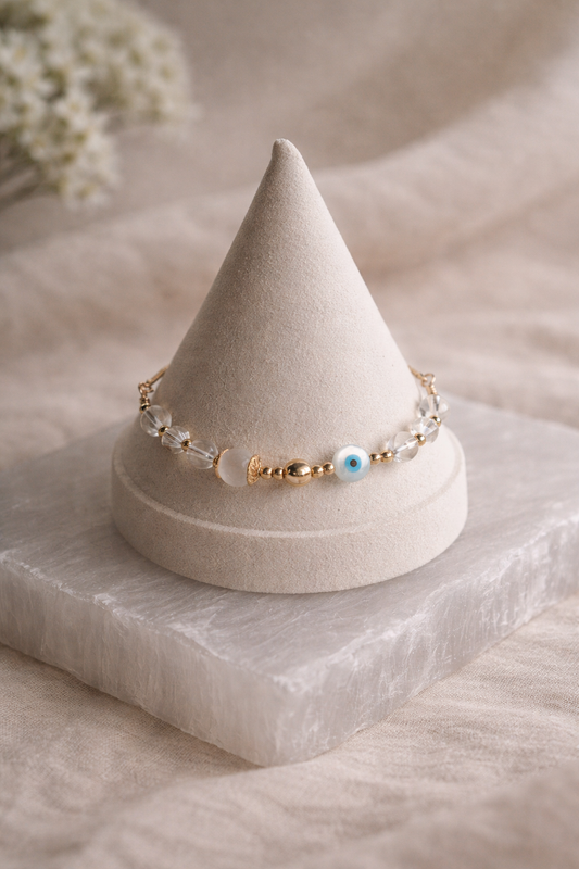 SELENITE ALL SEEING EYE BRACELET